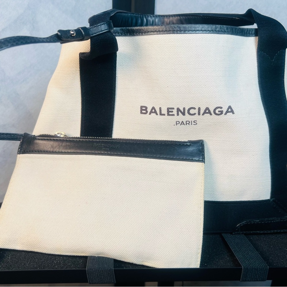 Balenciaga Navy Canvas Cabas GUC with Baby Pouch